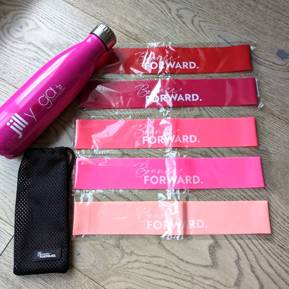 Workout bands and water bottle
